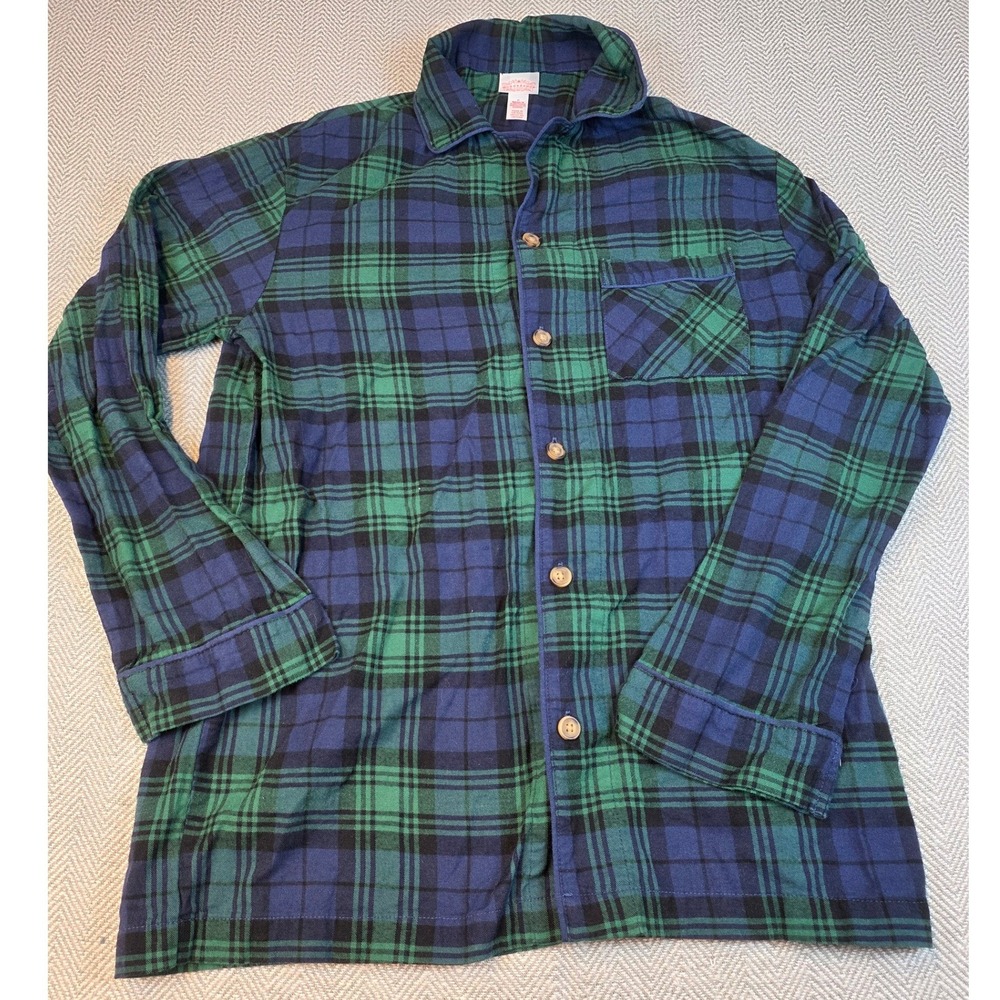Wondershop Target Mens Small Green Blue Plaid Flannel Pajama Top Button Down